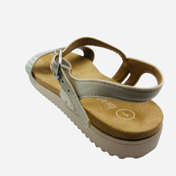 Girls' White Sandals Rhinestone Strap Ankle Buckle Open Toe Summer Shoes Size 4 - Picture 6 of 8